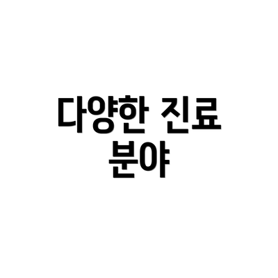 다양한 진료 분야