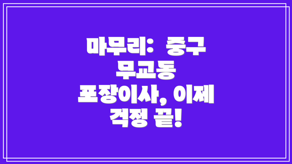 마무리:  중구 무교동 포장이사, 이제 걱정 끝!