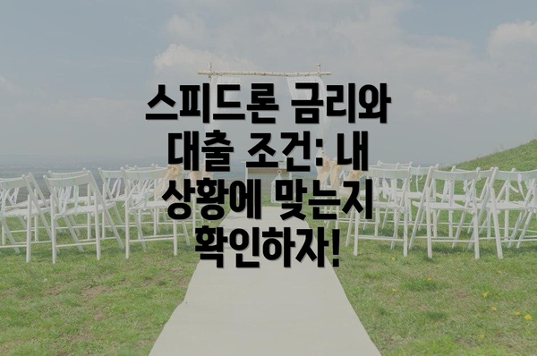 스피드론 금리와 대출 조건: 내 상황에 맞는지 확인하자!