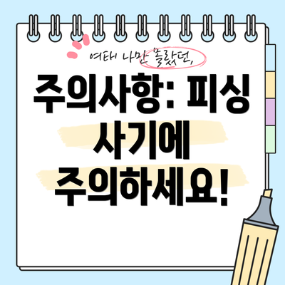 주의사항: 피싱 사기에 주의하세요!