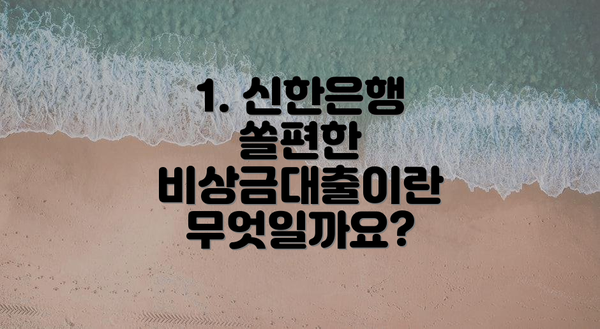 1. 신한은행 쏠편한 비상금대출이란 무엇일까요?