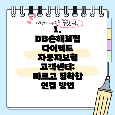 1. DB손해보험 다이렉트 자동차보험 고객센터: 빠르고 정확한 연결 방법