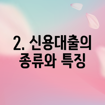 2. 신용대출의 종류와 특징