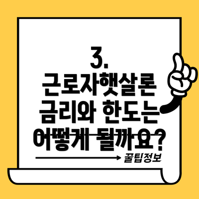 3. 근로자햇살론 금리와 한도는 어떻게 될까요?