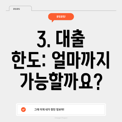 3. 대출 한도: 얼마까지 가능할까요?