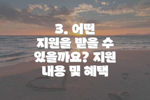 3. 어떤 지원을 받을 수 있을까요? 지원 내용 및 혜택