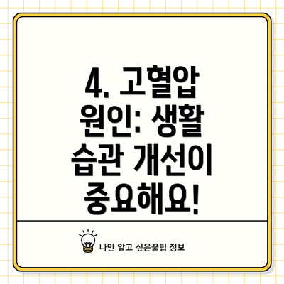 4. 고혈압 원인: 생활 습관 개선이 중요해요!