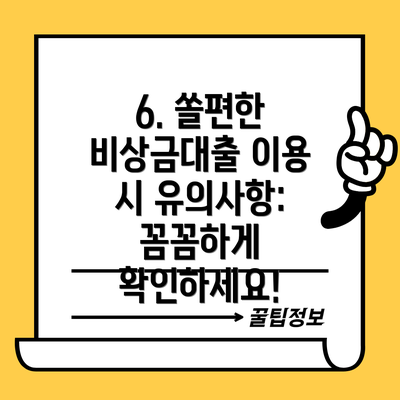 6. 쏠편한 비상금대출 이용 시 유의사항: 꼼꼼하게 확인하세요!