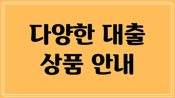 다양한 대출 상품 안내