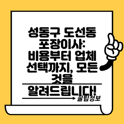 성동구 도선동 포장이사:  비용부터 업체 선택까지, 모든 것을 알려드립니다!