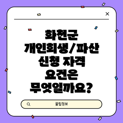 화천군 개인회생/파산 신청 자격 요건은 무엇일까요?