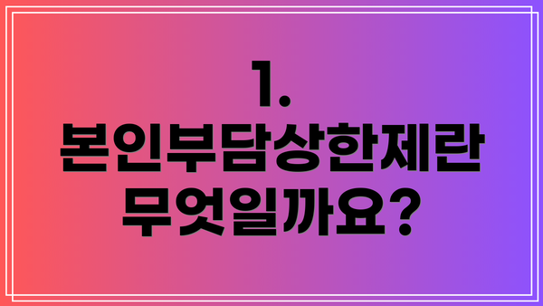 1. 본인부담상한제란 무엇일까요?