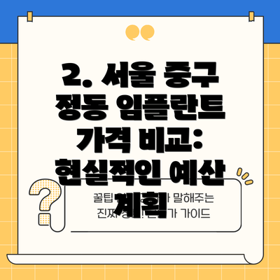2. 서울 중구 정동 임플란트 가격 비교: 현실적인 예산 계획