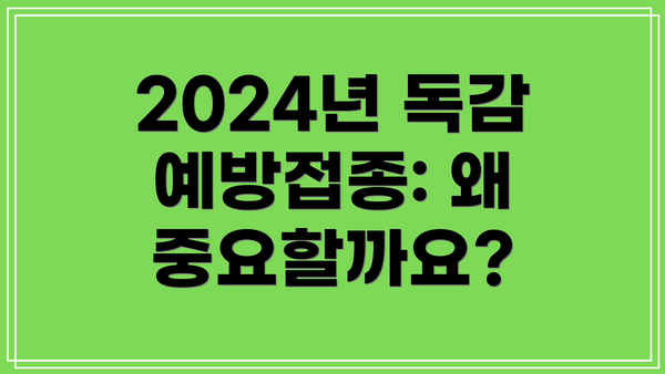 2024년 독감 예방접종: 왜 중요할까요?