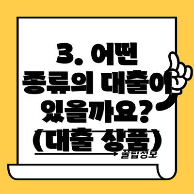3. 어떤 종류의 대출이 있을까요? (대출 상품)