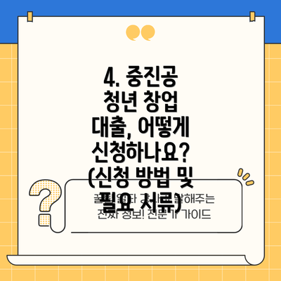 4. 중진공 청년 창업 대출, 어떻게 신청하나요? (신청 방법 및 필요 서류)