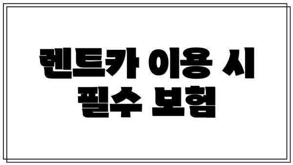 렌트카 이용 시 필수 보험