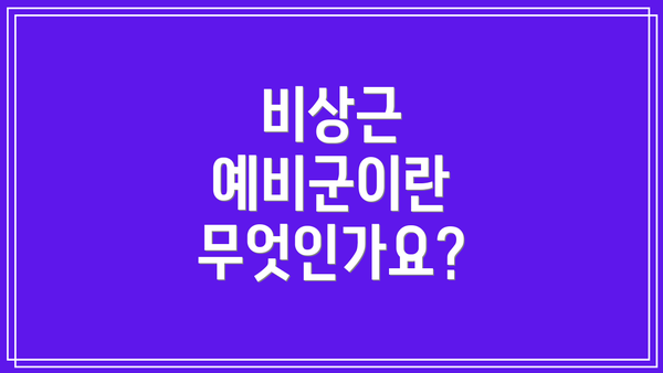 비상근 예비군이란 무엇인가요?