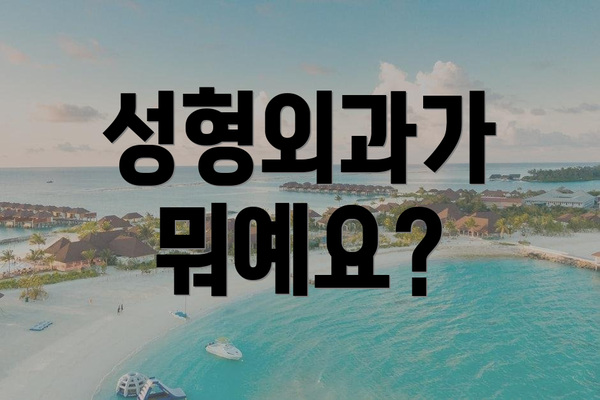 성형외과가 뭐예요?