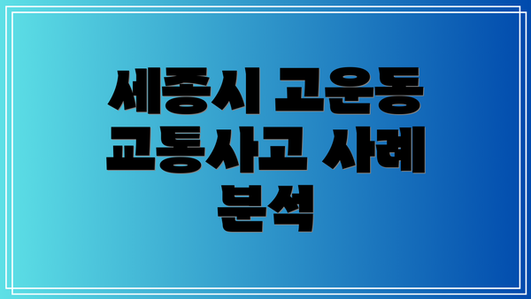 세종시 고운동 교통사고 사례 분석