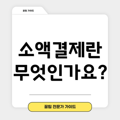 소액결제란 무엇인가요?