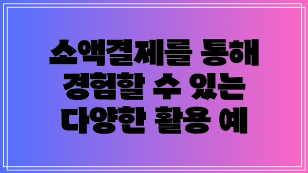 소액결제를 통해 경험할 수 있는 다양한 활용 예
