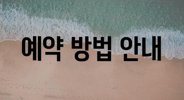 예약 방법 안내