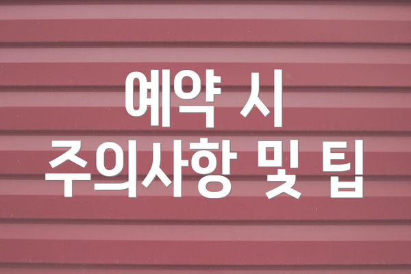 예약 시 주의사항 및 팁