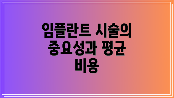 임플란트 시술의 중요성과 평균 비용