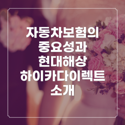 자동차보험의 중요성과 현대해상 하이카다이렉트 소개