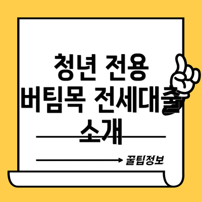 청년 전용 버팀목 전세대출 소개