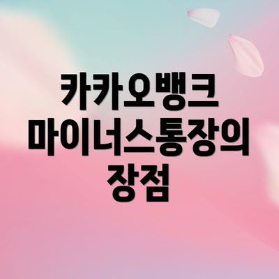 카카오뱅크 마이너스통장의 장점