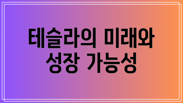 테슬라의 미래와 성장 가능성