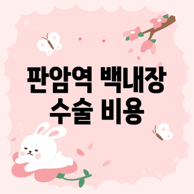 판암역 백내장 수술 비용