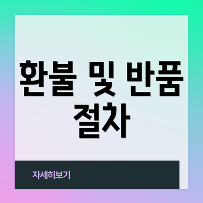 환불 및 반품 절차