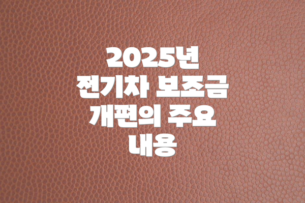 2025년 전기차 보조금 개편의 주요 내용
